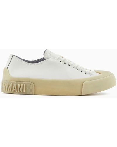 Emporio Armani Leather Trainers With Clear Soles - White