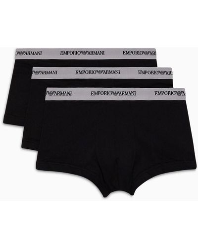 Emporio Armani Three-pack Of Boxer Briefs With Core Logo Band - Black