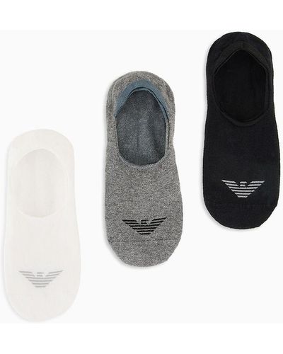 Emporio Armani 3er-pack Invisible Socks Mit Jacquard-adler - Schwarz