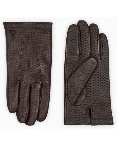 Emporio Armani Touchscreen-handschuhe Aus Leder - Schwarz
