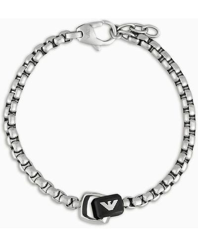 Emporio Armani Stainless Steel Chain Bracelet - White