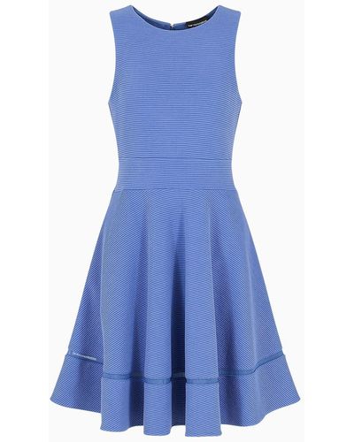 Emporio Armani Ottoman Jersey Flared Dress - Blue