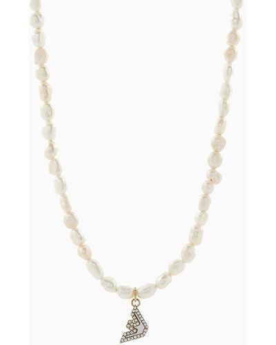 Emporio Armani Gold-tone Stainless Steel Beaded Necklace - White