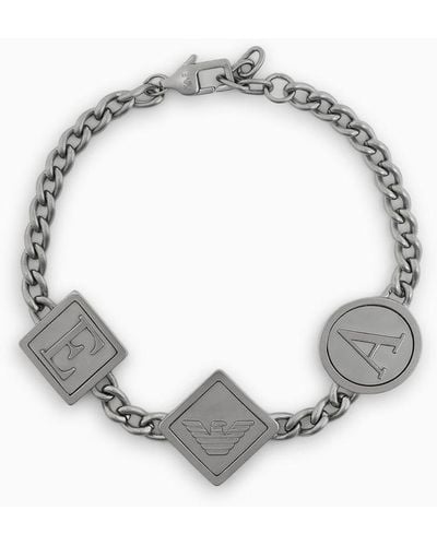 Emporio Armani Bracelet Chaîne À Ornements Espacés En Acier Inoxydable - Métallisé