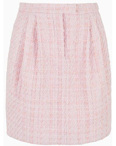 Emporio Armani Lurex Tweed Skirt With Darts - Pink