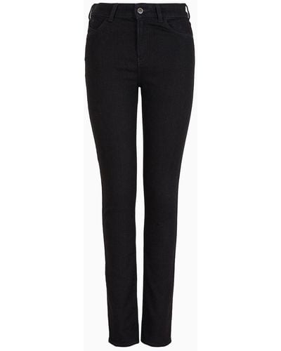 Emporio Armani J18 High-waisted Skinny-fit Rinsed Comfort-denim Jeans - Black