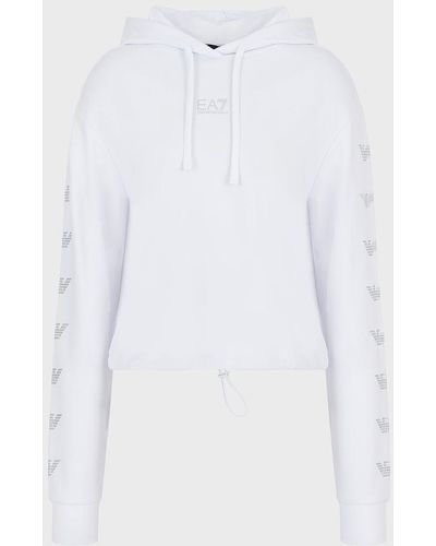 Emporio Armani Logo Series Cropped-sweatshirt Mit Kapuze - Weiß