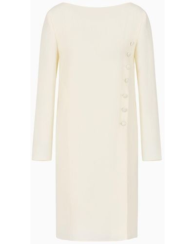 Emporio Armani Technical Cady Tunic Dress With Satin Buttons - White
