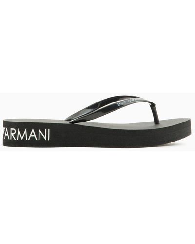 Emporio Armani Rubber Flip-flops With Logo On The Back - White