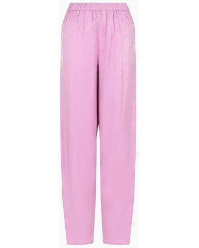 Emporio Armani Elasticated-waist Trousers In Trilobel Fabric - Pink