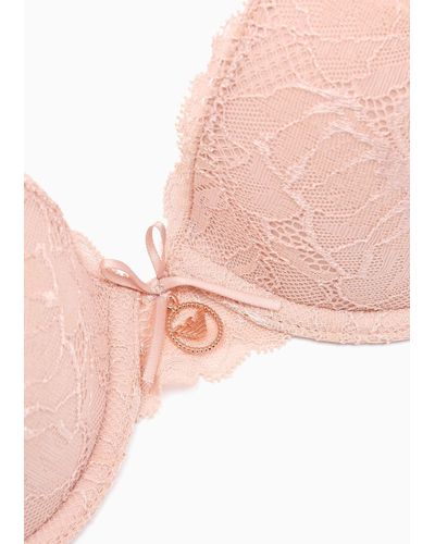 Emporio Armani Ari Sustainability Values Eternal Lace Recycled Lace Push-up Bra - Pink
