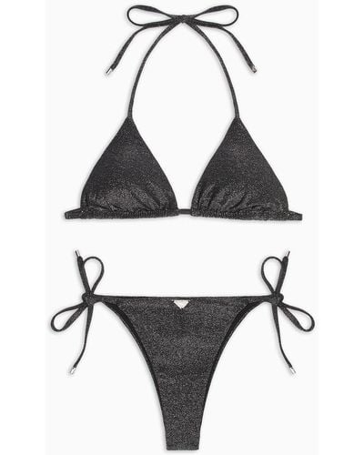 Emporio Armani Bikini Avec Triangle Rembourré En Tissu Lurex - Noir