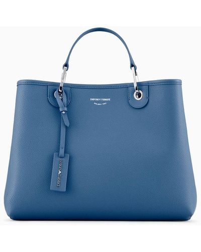 Emporio Armani Medium Myea Shopper Bag With Deer Print - Blue