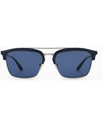 Emporio Armani Sonnenbrille Mit Rechteckiger Fassung - Blau