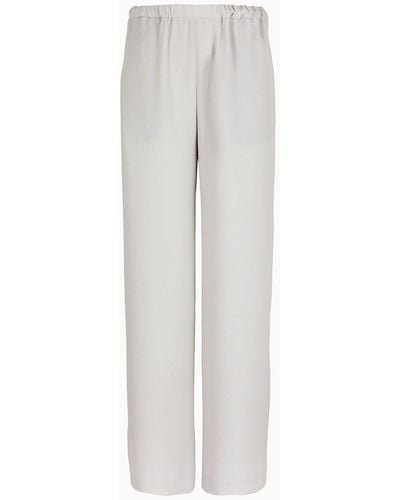 Emporio Armani Pantaloni Con Pinces In Tecno Seersucker - Grigio