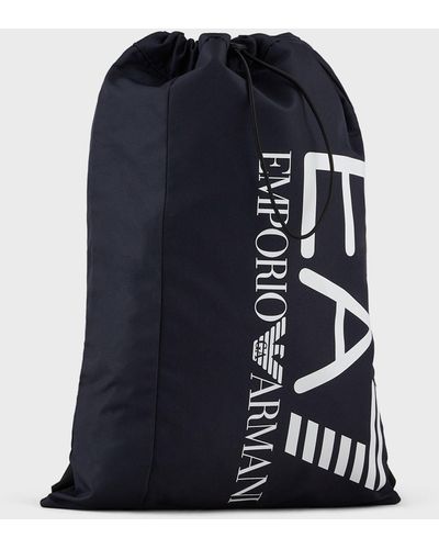 Emporio Armani Backpack In Technical Fabric With Logo - Blue