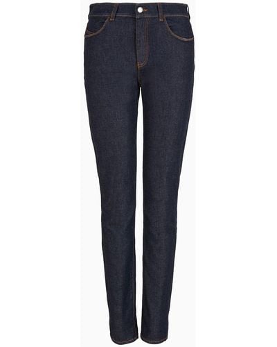 Emporio Armani Vaqueros J18 De Cintura Alta Y Pernera Ajustada De Cómodo Denim Mercerizado - Azul