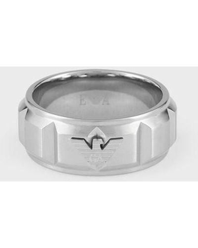 Emporio Armani Stainless Steel Band Ring - White