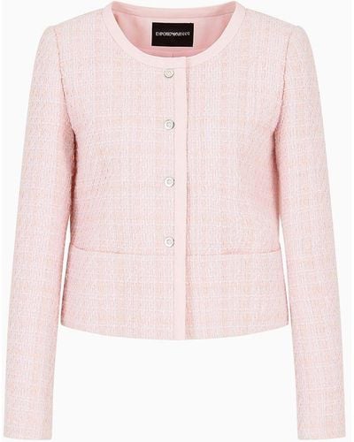 Emporio Armani Lurex Tweed Single-breasted Jacket - Pink