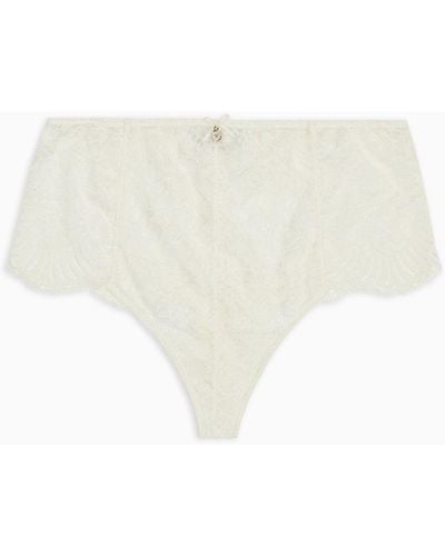 Emporio Armani Bridal Asv Recycled Lace High-waisted Thong - White