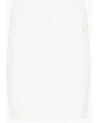 Emporio Armani Mini-jupe Fourreau En Jersey Double - Blanc