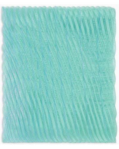 Emporio Armani Gradient, Lurex Patterned Pleated Stole - Green