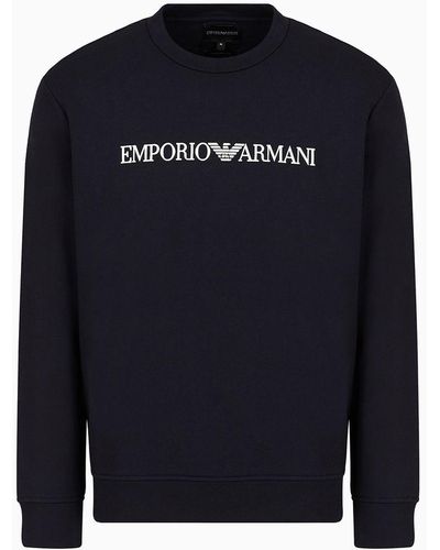 Emporio Armani Sweat-shirt En Modal Mélangé Avec Imprimé Logo - Noir