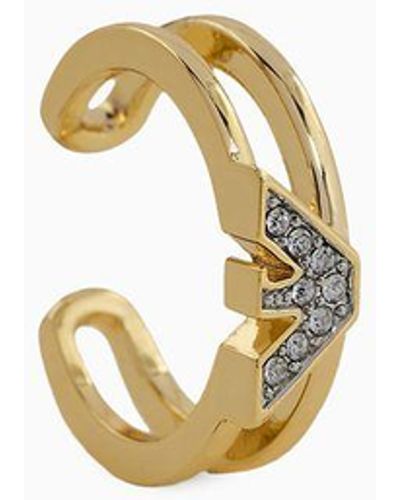 Emporio Armani Gold-tone Brass Cuff Earrings - White