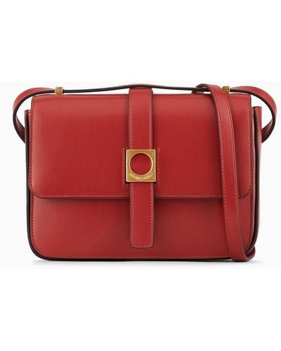 Emporio Armani Leather Shoulder Bag - Red
