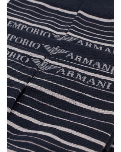 Emporio Armani Pack 3 Calze Con Eagle Jacquard - Blu