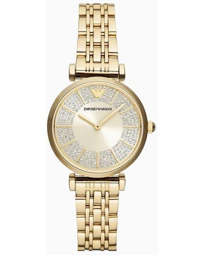 Emporio Armani Reloj De Dos Manecillas En Acero Inoxidable Dorado - Blanco