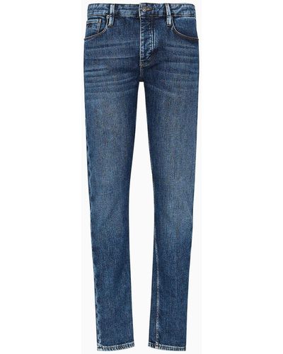 Emporio Armani J75 Slim-fit, Worn-look Denim Jeans - Blue