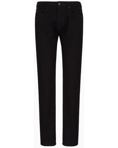 Emporio Armani J45 Regular-fit Comfort-denim Twill Jeans - Black