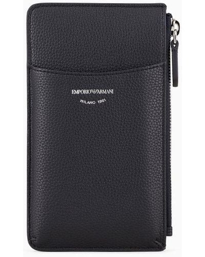 Emporio Armani Deer-print Myea Phone Case With Zip And Pockets - Black