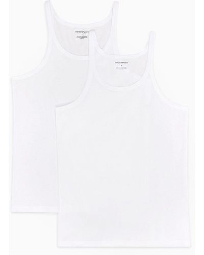 Emporio Armani Paquete De Dos Camisetas Interiores De Tirantes De Algodón Puro - Blanco