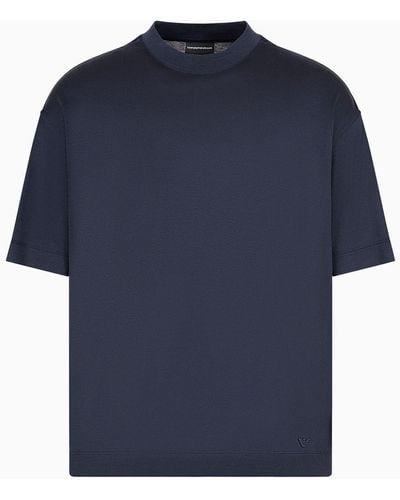 Emporio Armani Asv Oversize-t-shirt Aus Jersey-lyocell-mischung - Blau