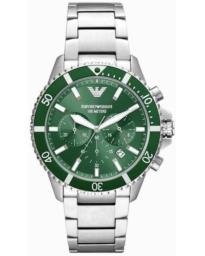 Emporio Armani Reloj Con Cronógrafo De Acero Inoxidable - Verde