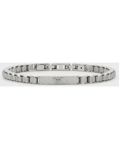 Emporio Armani Black-tone Sterling Silver Chain Bracelet - White