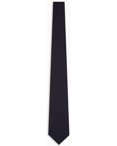 Emporio Armani Cravate En Pure Soie Avec Monogramme Jacquard - Blanc