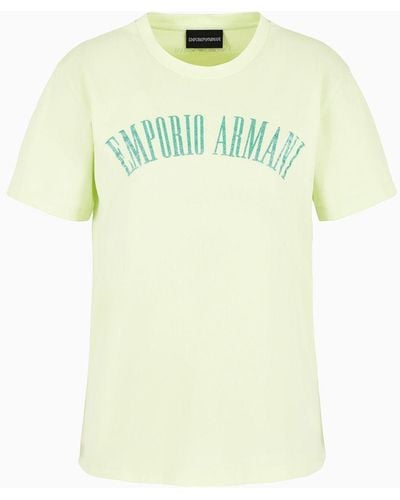 Emporio Armani Asv Organic Jersey T-shirt With Glitter Logo - Green