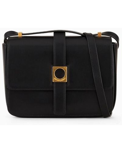 Emporio Armani Leather Shoulder Bag - Black