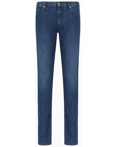 Emporio Armani J06 Worn-effect Wash, Slim-fit, 8 Oz Denim Jeans - Blue