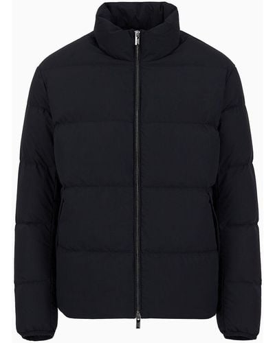 Emporio Armani Quilted Nylon Full-zip Puffer Jacket - Blue