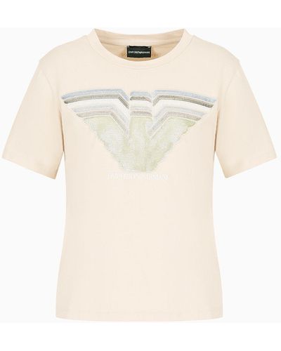 Emporio Armani Asv Organic Jersey T-shirt With Splashes Of Colour - Natural
