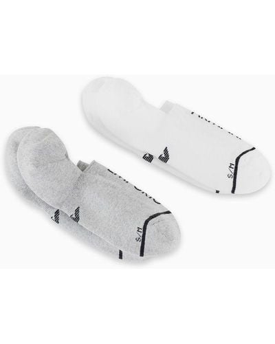 Emporio Armani Two-pack Of Terry Trainer Socks With Athletic Jacquard Logo - White