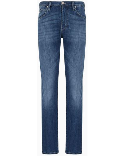 Emporio Armani Jeans J45 Regular Fit In Comfort Denim 10 Oz Twill Melange - Blu