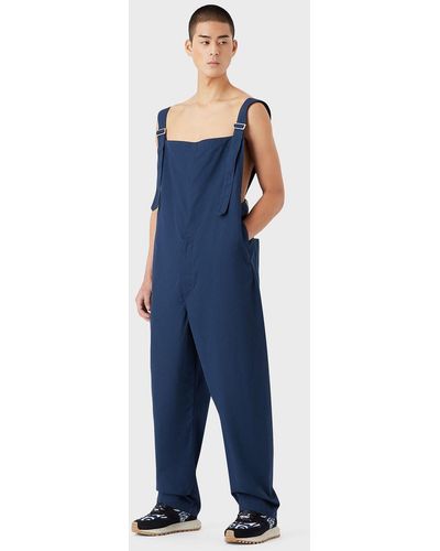 Emporio Armani Sustainable Collection Recycled Canvas Dungarees - Blue