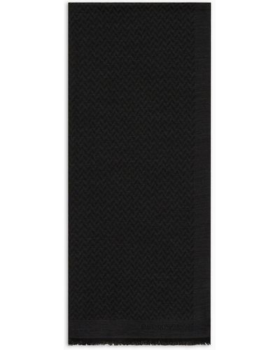 Emporio Armani Brushed Wool-and-modal-blend Scarf With Jacquard Pattern - Black