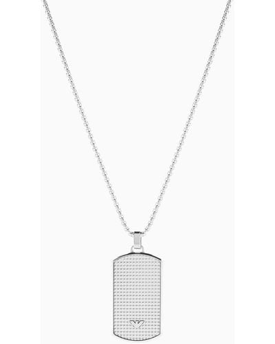 Emporio Armani Stainless Steel Dog Tag Necklace - White