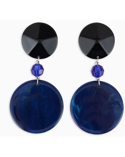 Emporio Armani Round, Oversize Pendant Earrings - Blue